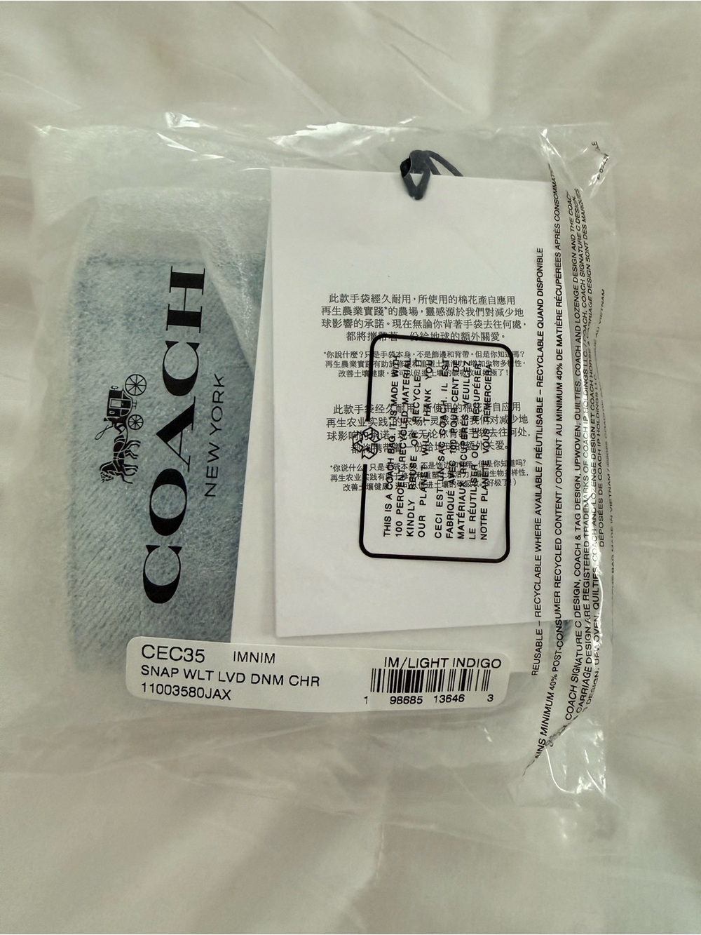 Coach Snap Wallet In Loved Denim With Charm - Picture 5 of 5